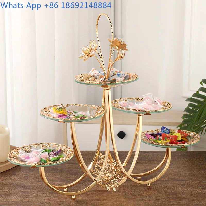 

Luxury Style Creative Home Living Room Hotel Coffee Table Crystal Fruit Plate Multi-layer European Style Fruit Basket Ornament