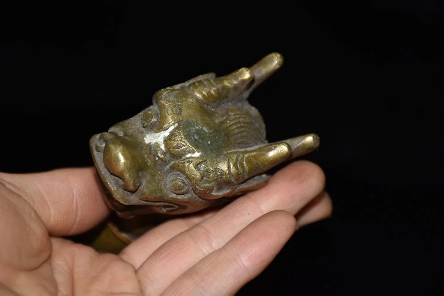 Pure copper double angle dragon head crutch head