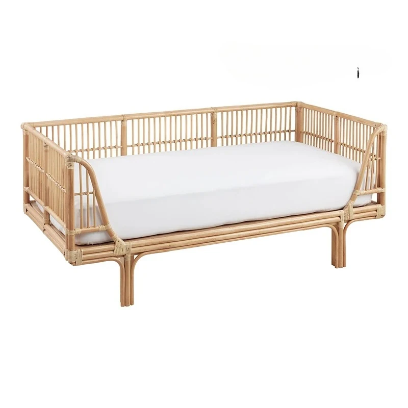 

Indonesian rattan sofa bed simple modern bedroom homestay design retro rattan art bed rattan