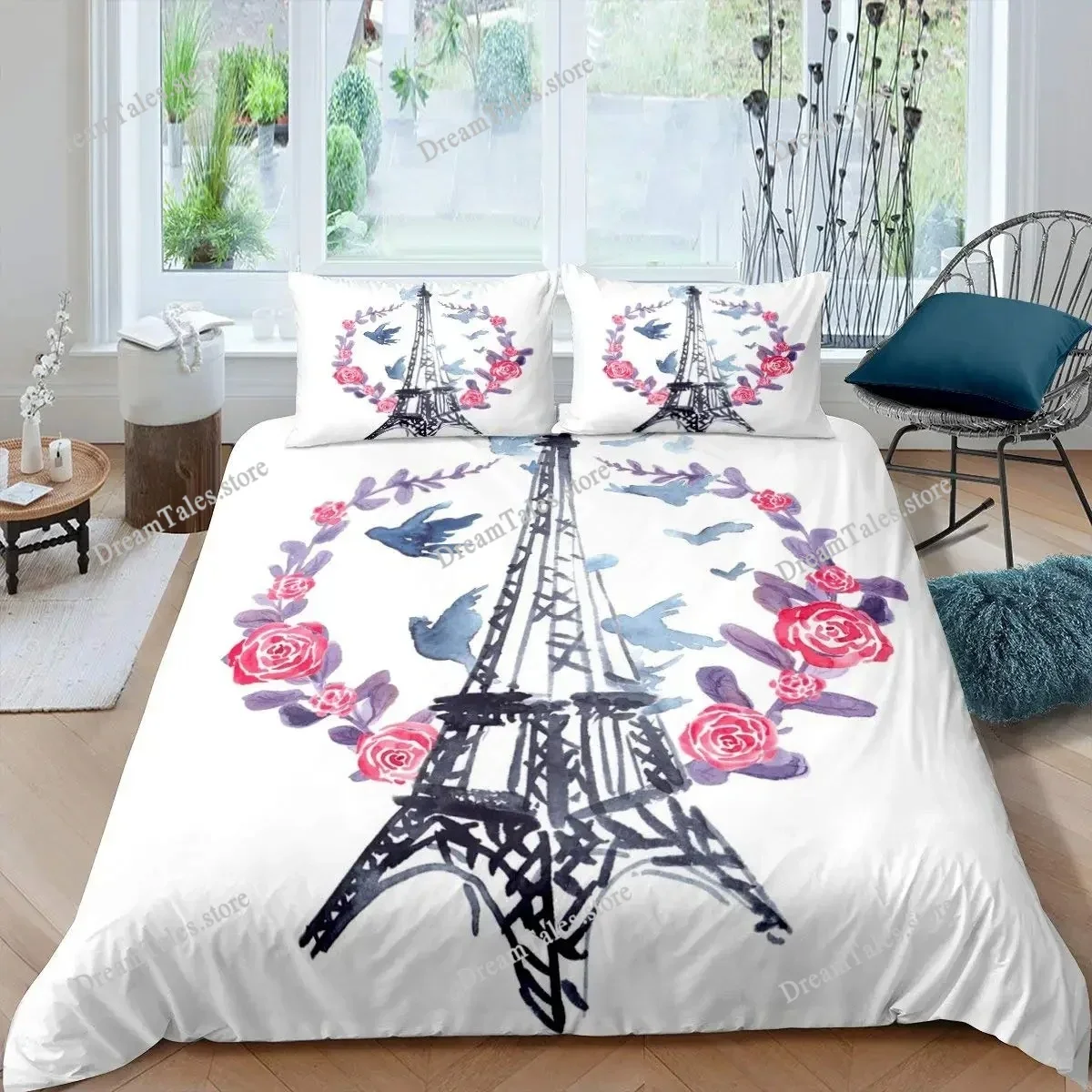 

Pigeon Peace Duvet Cover Set Cute Bird Pattern King Queen Size Polyester Comforter Cover with Pillowcase for Teens Bedding Set74