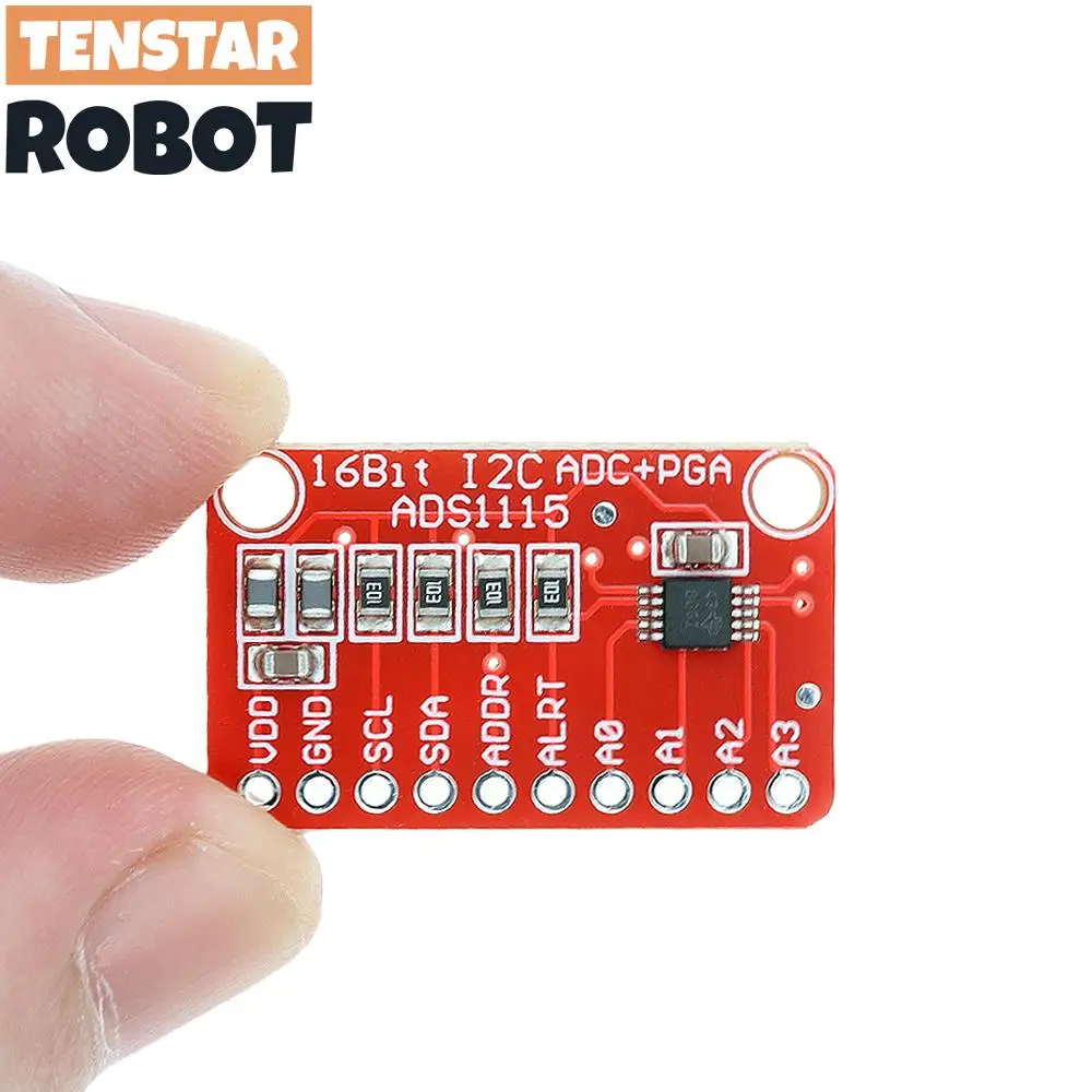 TENSTAR 2 قطعة ADS1115 وحدة اللوحة الحمراء 16 بت I2C ADC 4 قناة مع مكبر للصوت الاحترافي ADS1115