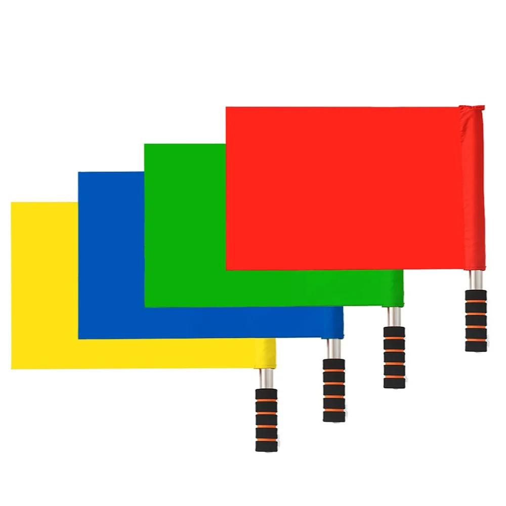 High Quality Professional Soccer Referee Flag Competition Specific Multi-color Linesman Flags Stainless Steel Signal Flags