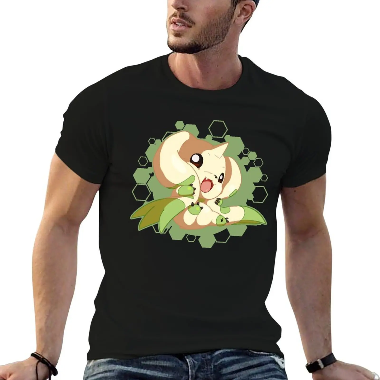 

Terriermon chibi adventure anime Digimon T-Shirt man t shirts for men t shirts cotton 100% funny t shirts man T-Shirt