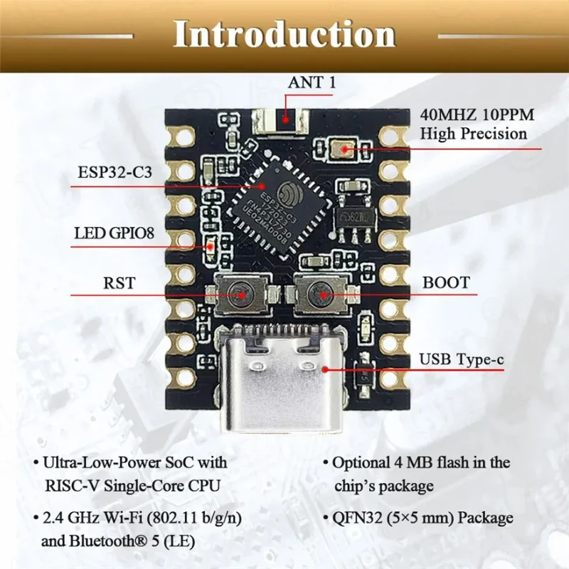 ESP32-C3 MINI Development Board ESP32 SuperMini Development Board ESP32-C3 Development Board WiFi Bluetooth Expansion Board