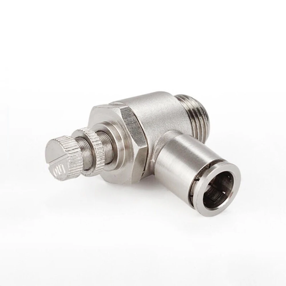 Throttle Valve SL 4-12mm Air Flow Speed Pipe Control Valve Nickel Plated Brass Tube Air Hose Pneumatic Quick Push In Fittings