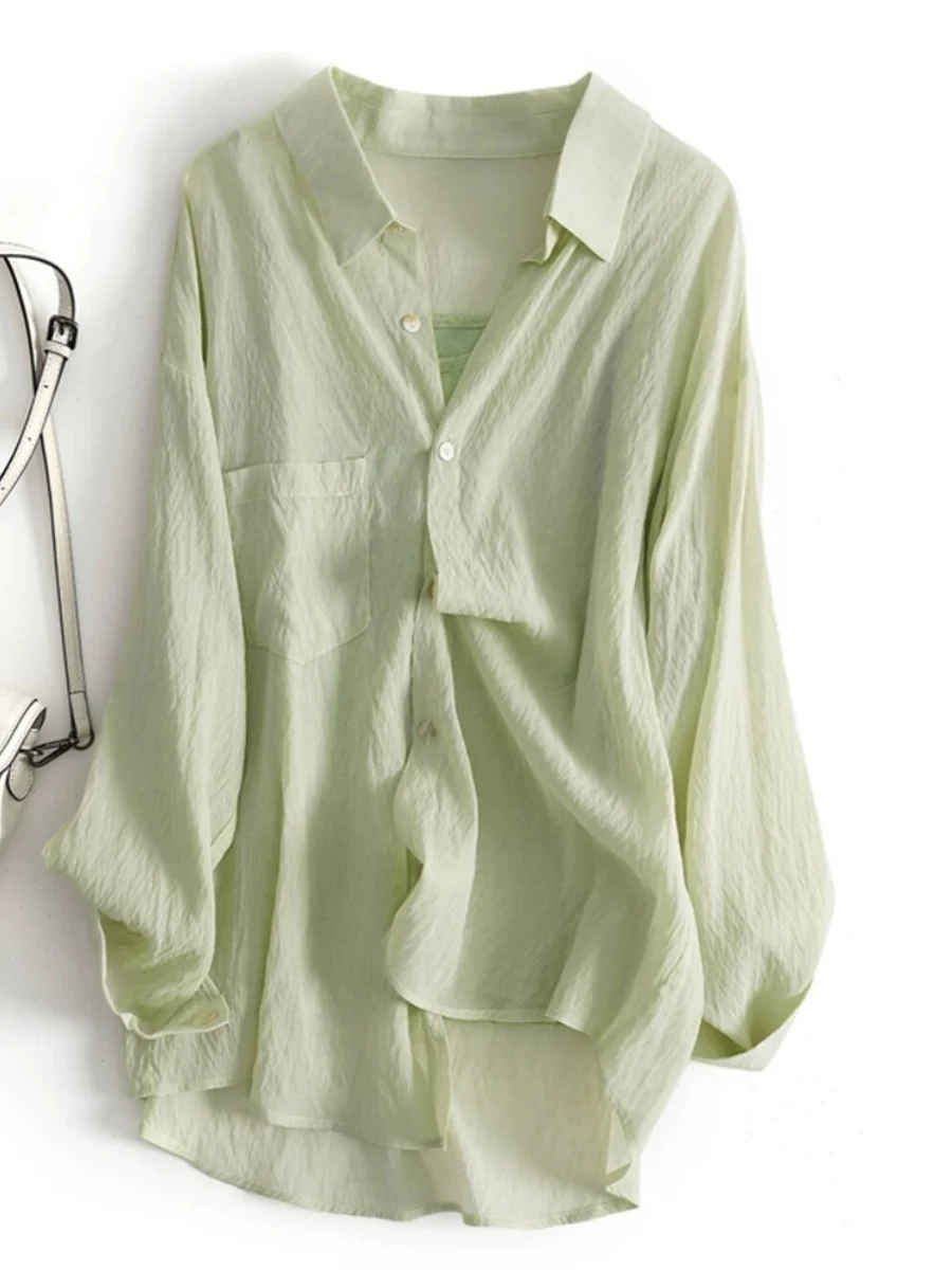 

Lightweight Breathable Women's Sun Protection Shirt Loose Fit Summer Thin Two-Piece Set Top Cotton Blend Fabric Long Sleeve