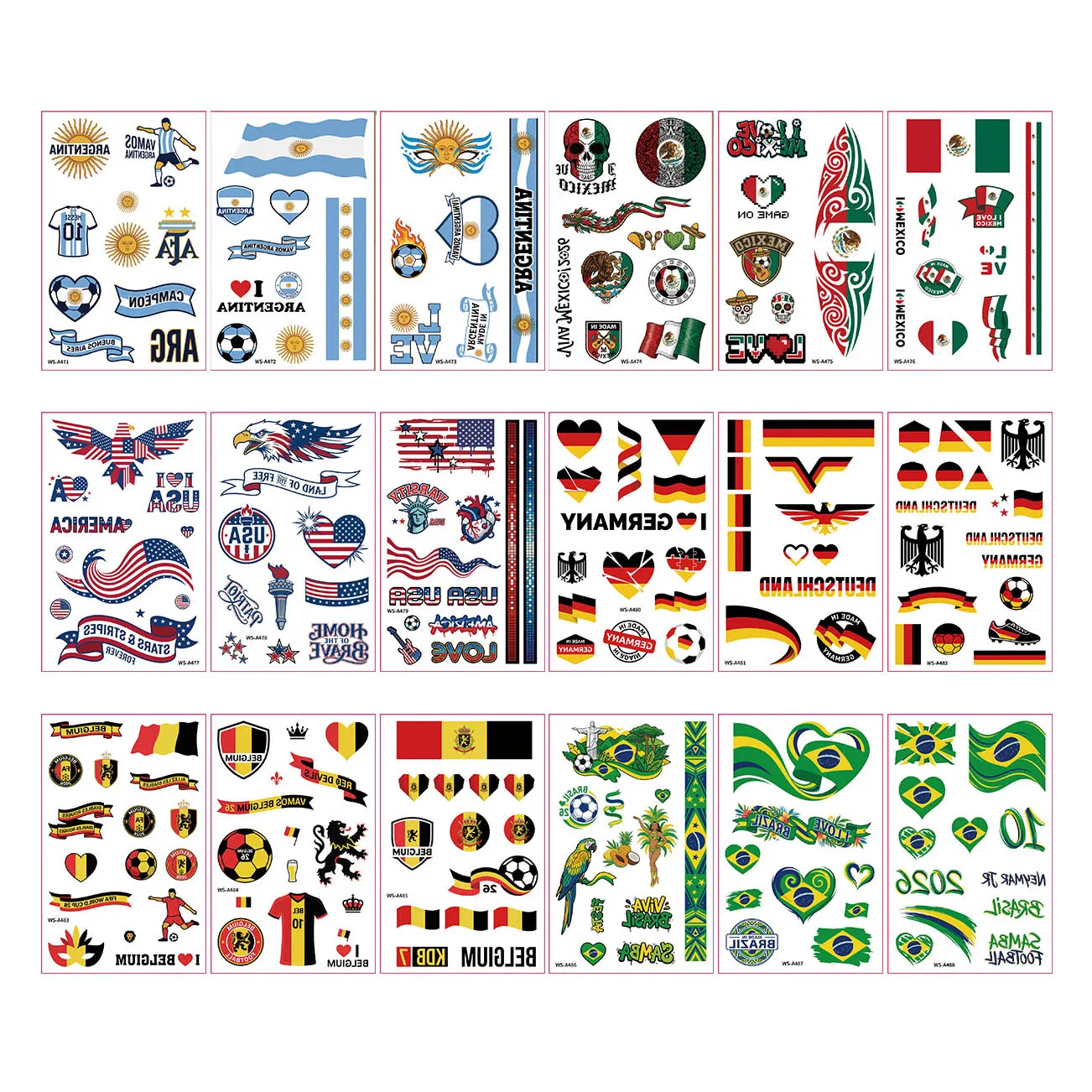 Pegatinas del Mundial FIFA 2026, Pegatinas Temporales de Tatuajes con Banderas Nacionales de Fútbol, para Fiestas Deportivas, para Hombres y Mujeres
