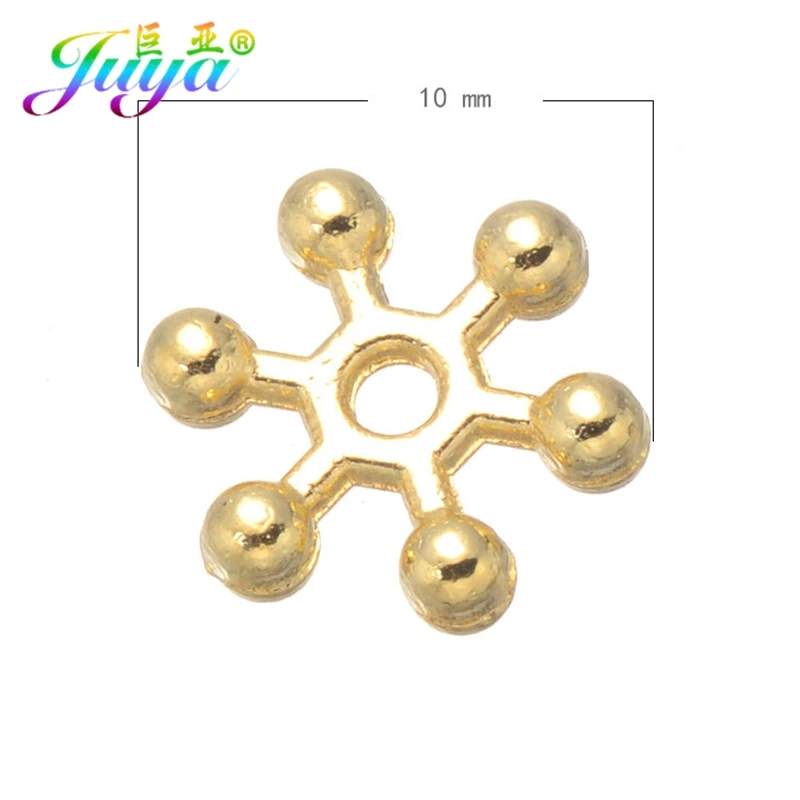 8mm 10mm Snowflake Gold Color Decoration Metal Spacer Beads Accessories For Women Needlework Beading Jewelry DIY Making