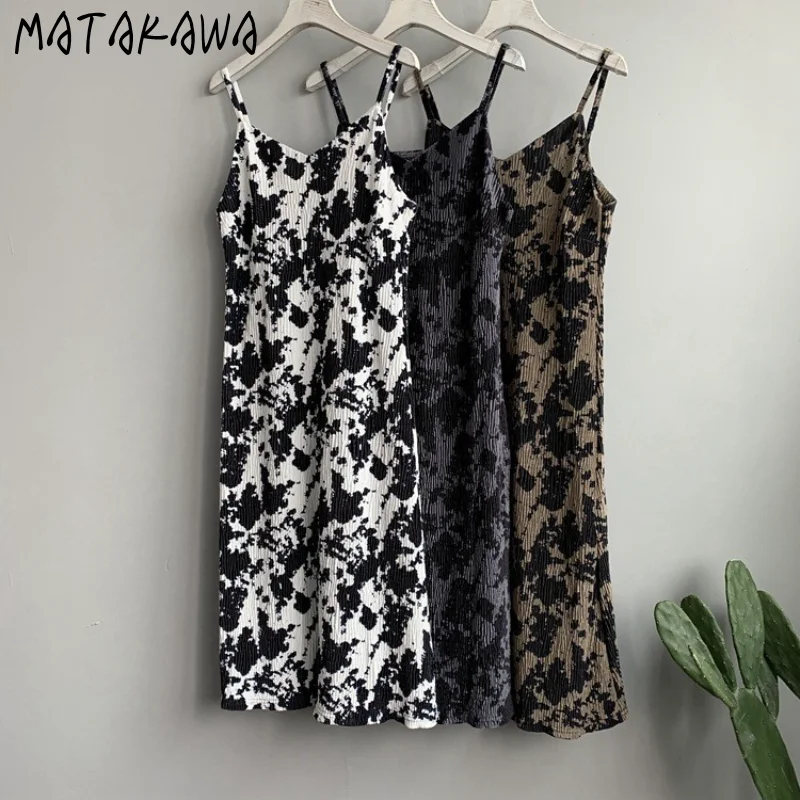 Matakawa Corduroy Women Dresses Print Floral V Neck Autumn Winter Vestidos De Mujer Korean Fashion Loose Elegant Robe Femme