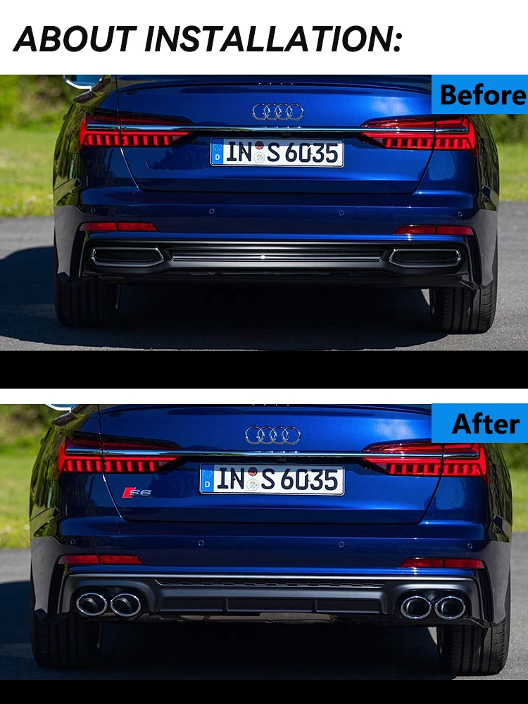 Auto Accessoires Uitlaat Tip Voor Audi A6 A7 C8 2019 2020 2021 Up S6 Look Quad Uitlaten tip Uitlaatpijp Uitlaat Nozzle Tuning - afbeelding 2