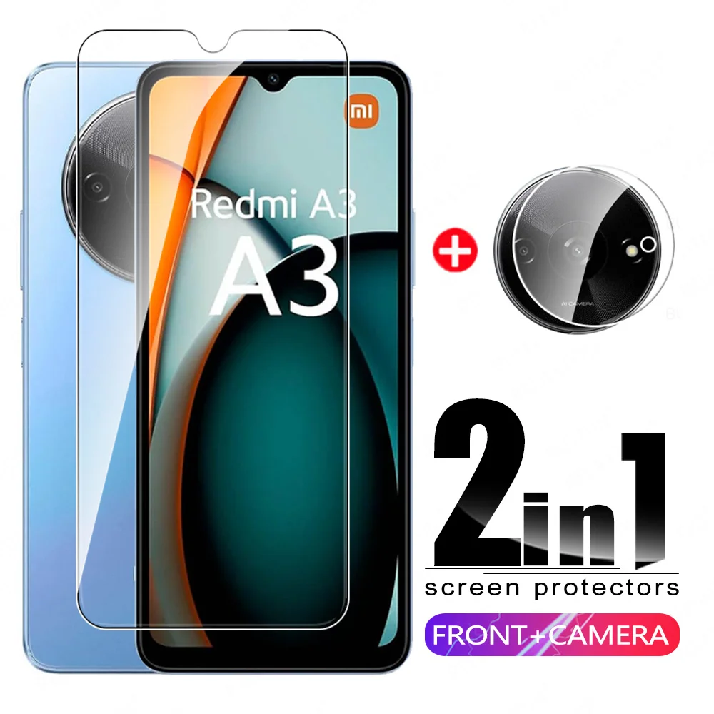 2in1 Protective Glass For Xiaomi Redmi A3 Camera Tempered Glass Redmy A3x RedmiA3 X RedmiA3x Radmi A 3 3A 3x 4G Screen Protector