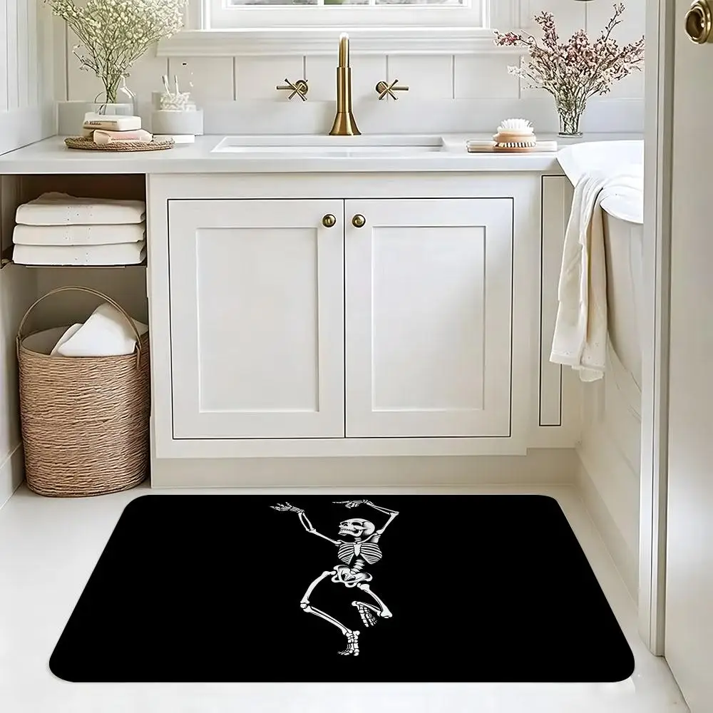 Art D-DancingS SkeletonS Floor Mat carpet diatom mud bathroom quick-drying absorbent floor mat household bathroom