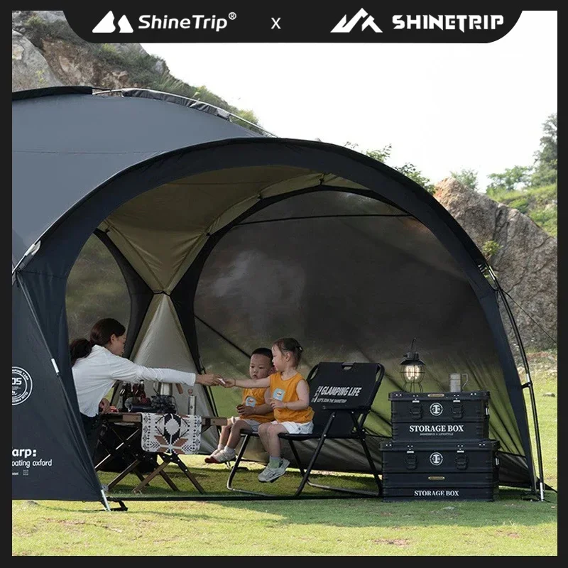 ShineTrip Outdoor Round Dome Canopy Tent Multiplayer Waterproof Sunproof Camping Oversized Enclosure Fabric  Mesh Dome Set