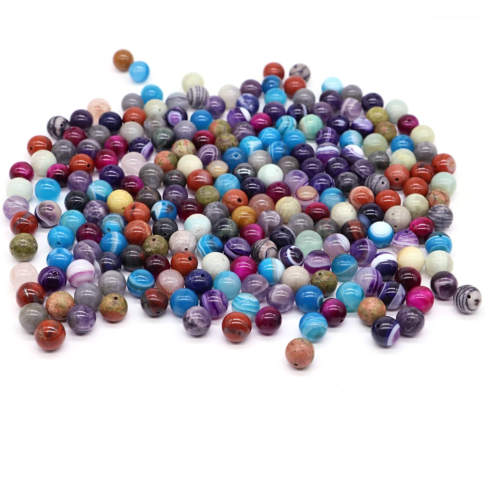 

10g Random Mix Round Beads for Bracelets Natural Stone Polished Rocks Loose Bead Healing Crystals for Jewelry Making 4/6/8/10mm