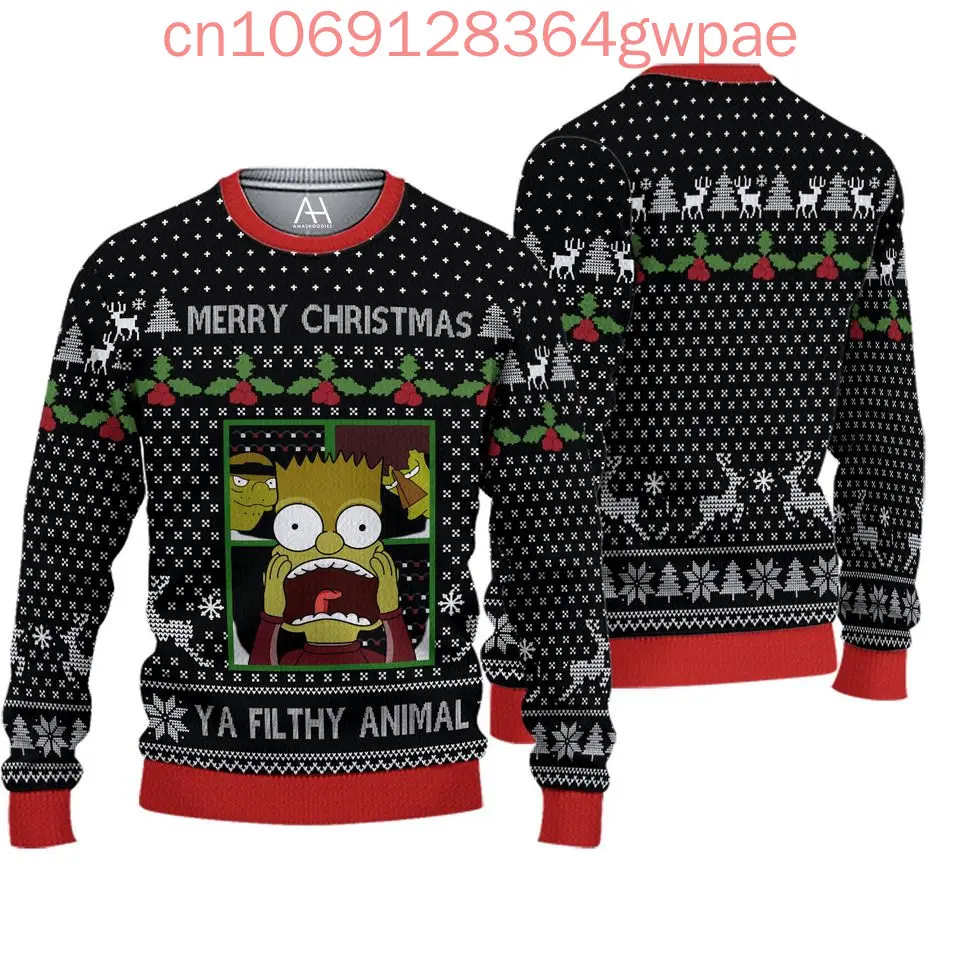 Disney The Simpsons Christmas Ugly Sweaters Christmas Gift Cartoon Anime 3D Print Christmas Sweaters Fashion Casual Sweater