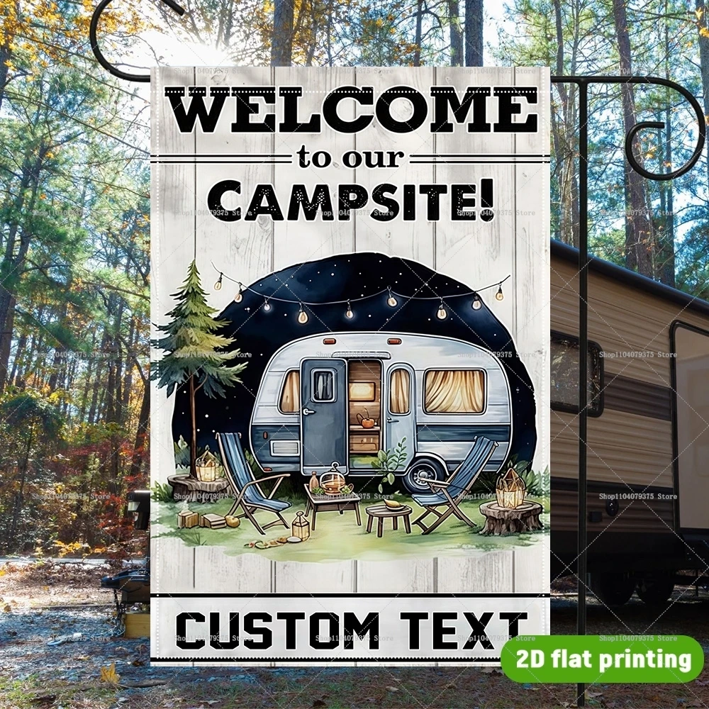 Campsite-patterned Garden Flags Are For Decorating Gardens, Lawns, Patios, Homes, Outdoor Festivals Parties And Welcoming Guests