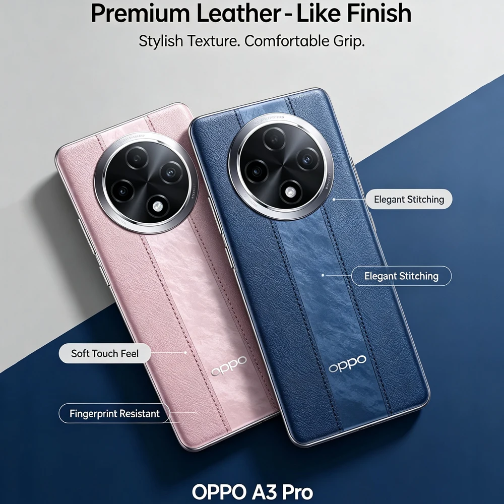 2026 NEW Original OPPO A3 Pro Mobile Phone Leather‑like Back 6.7" Curved Screen 5000mAh Battery 64MP Camera IP54 Smartphone - view 5