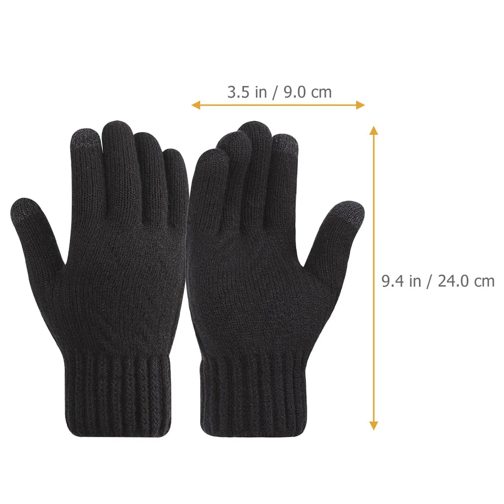 

2pcs Thickened Wool Gloves Warm Wear-resistant Windproof Unisex Knitting Outdoor Mens Gloves for Cycling Climbing Hiking Winter