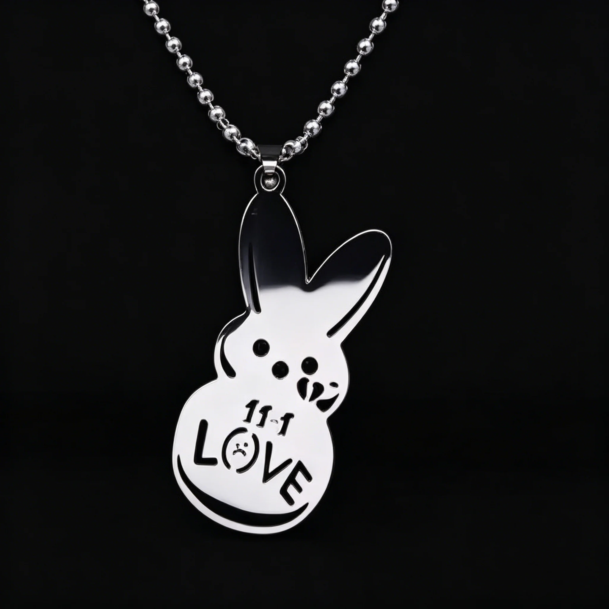 Kpop Lil Peep conejo triste para amor pareja colgante Collar para Mujeres Hombres música de acero inoxidable R.I.P cadena joyería Collar Fans