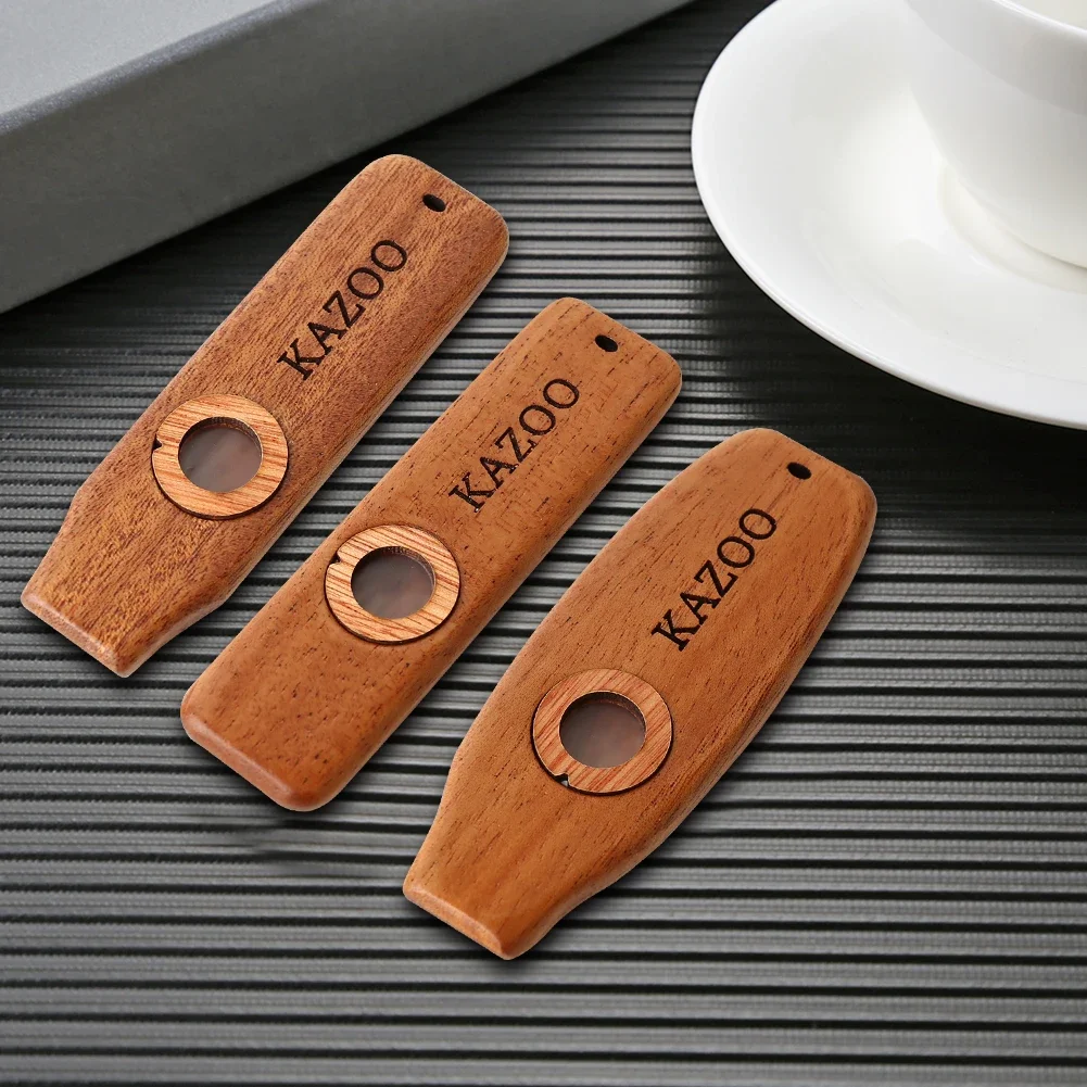 Wooden Kazoo Instruments Portable Wood Harmonica Guitar Ukulele Accompaniment Patry Musical Instrument for Kids Beginner Gift