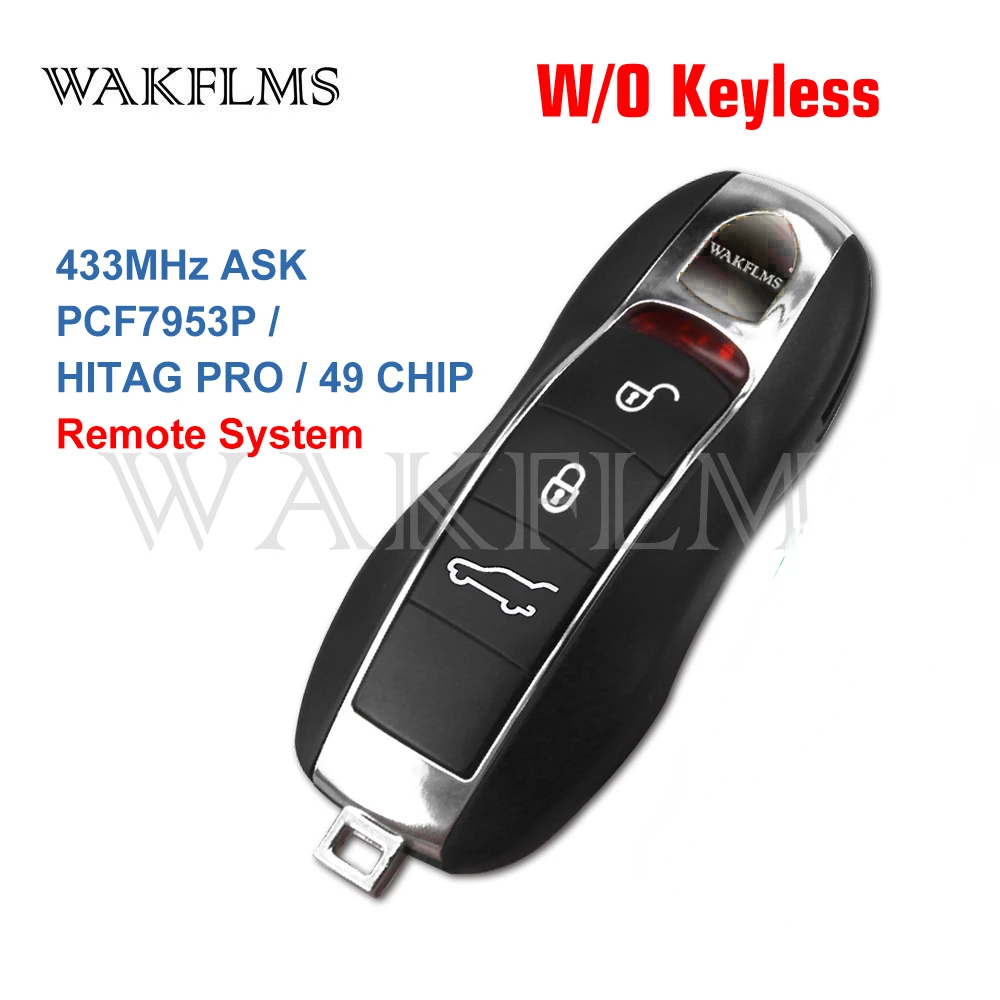 3 Buttons W/O Keyless 433MHz Smart Car Key Fob for Porsche Panamera Macan Cayman 911 918 Spyder Cayenne Optional without Keyless