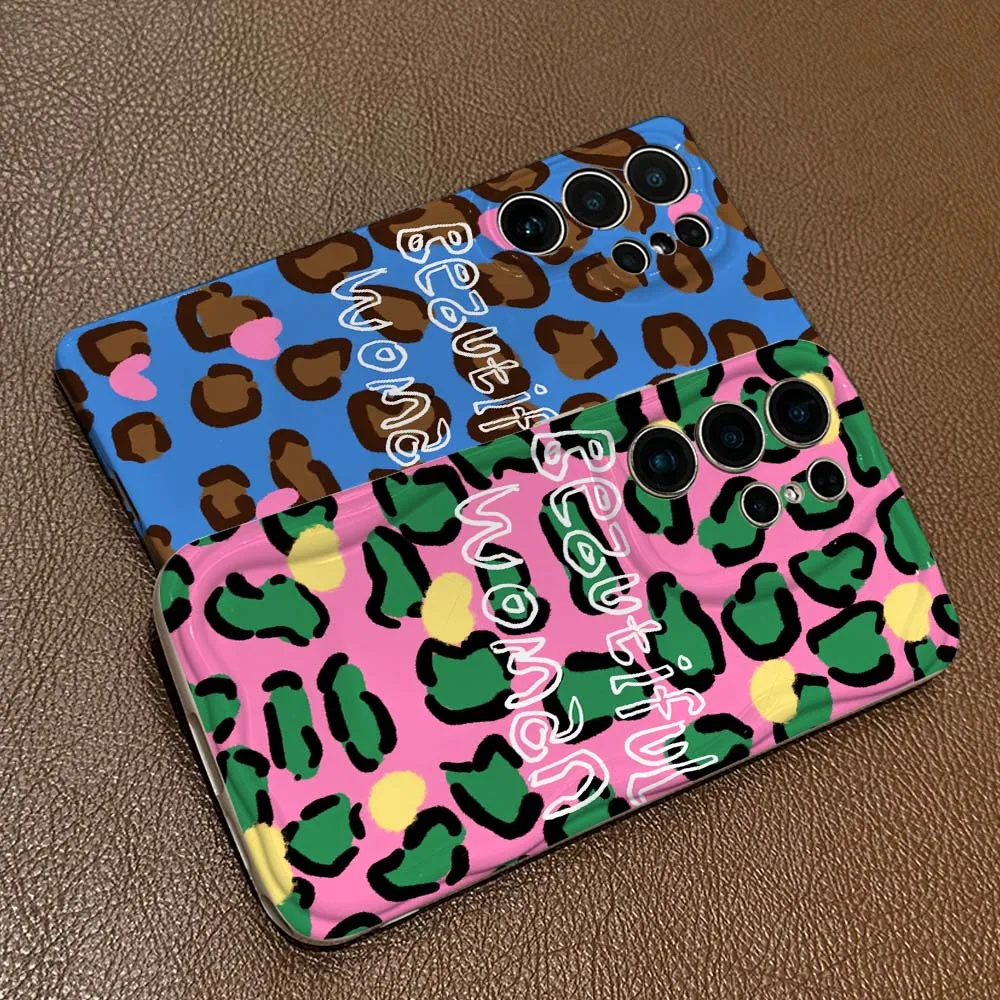 

Artistic leopard print For Samsung Galaxy S26 S25 S24 S23 S22 S21 Plus Ultra FE Lite 5G Feilin Wave Oil Shell Phone Case