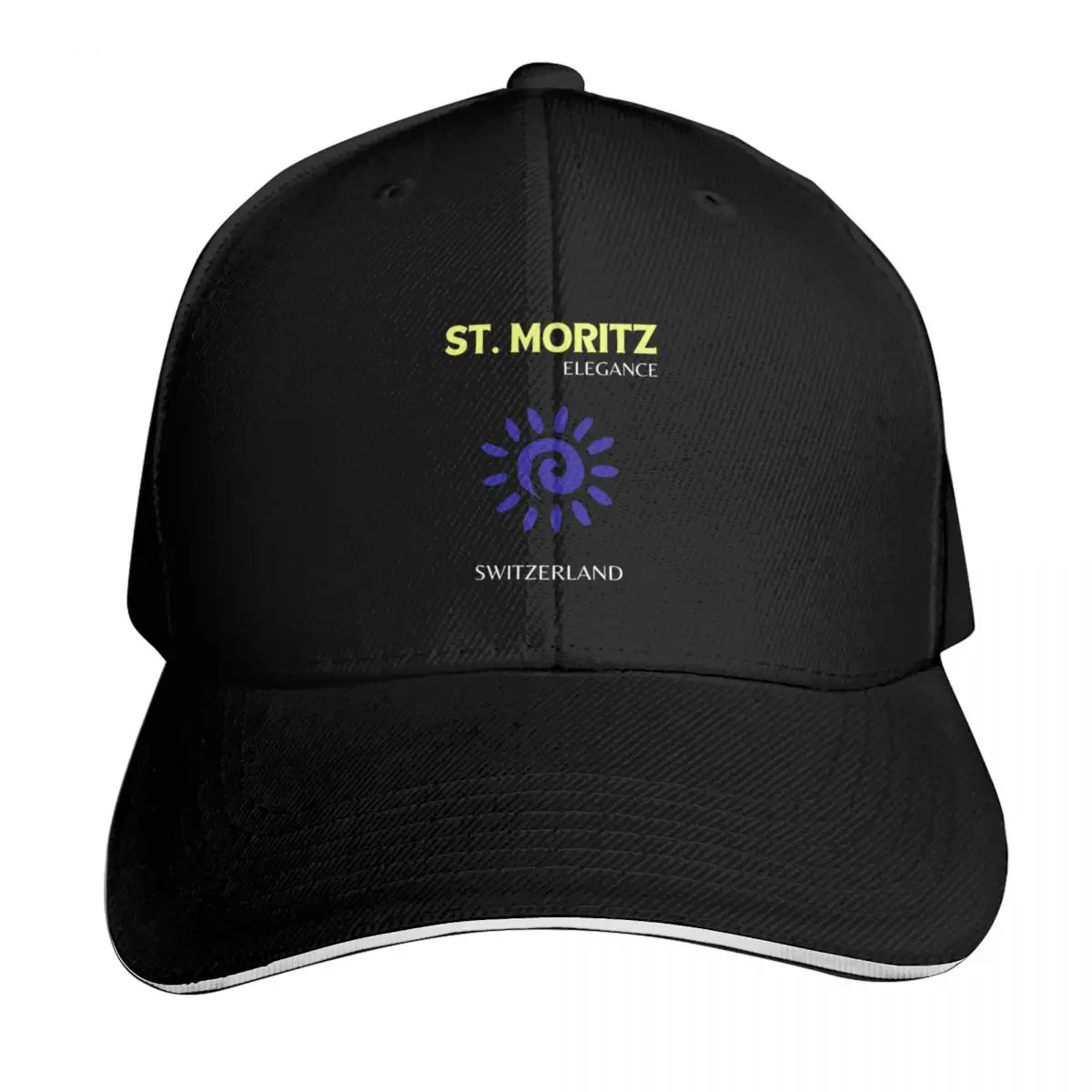 St Moritz, Preppy, Travel Art, Pink, Blue Baseball Cap Curved Brim Classic Fit Low Profile Unstructured Unisex for Men Women