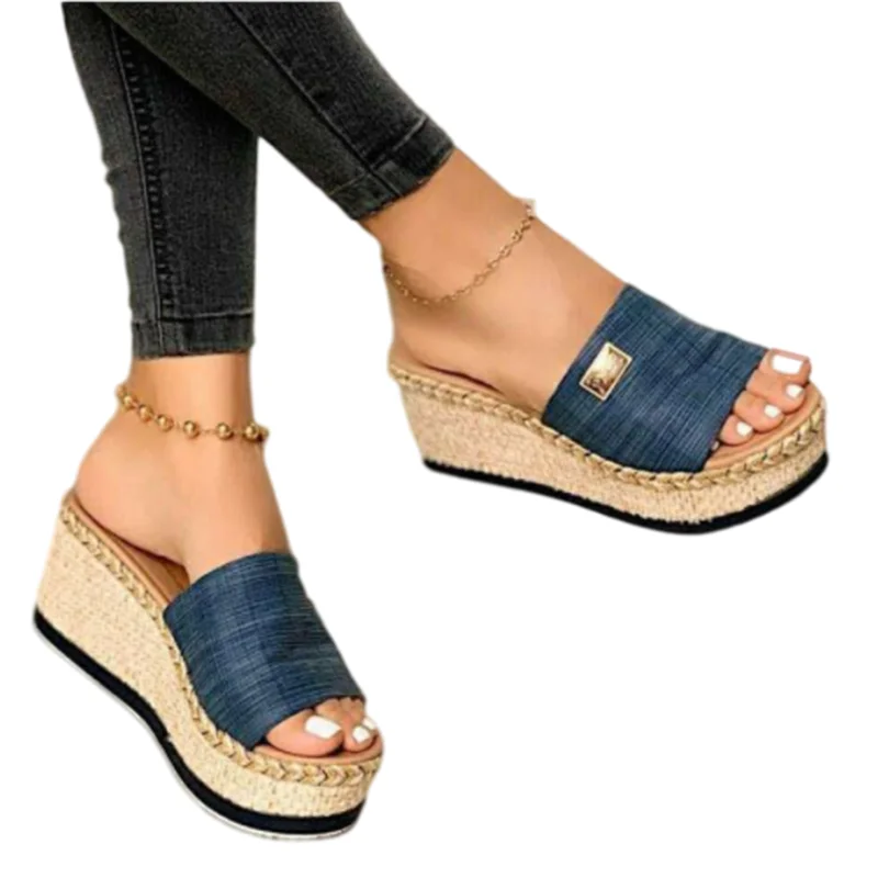 2022 Summer Platform Wedge Sandals for Women Fashion Retro Slippers Female Open Toe Mules Outdoor Beach Walking Ladies Shoes