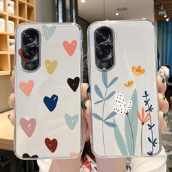 For Honor 90 Lite Cover Flowers Girls Painting Matte Transparent Protectio Shockproof Phone Case For Honor 400 Pro Fundas Soft