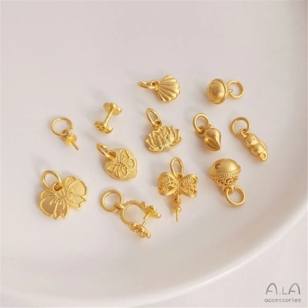 

Strong Color Preservation High-end Sand Gold Half-hole Bead Tray Pendant Ocean Series Bow Bell Pendant Diy Jewelry Accessories
