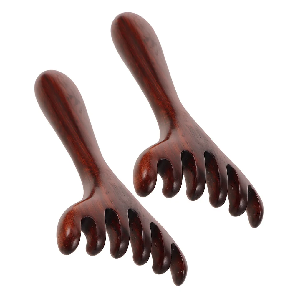 

2Pcs Scalp Massage Comb Long Handle Wood Handheld Massager for Foot Back Circulation Improvement Natural Solid