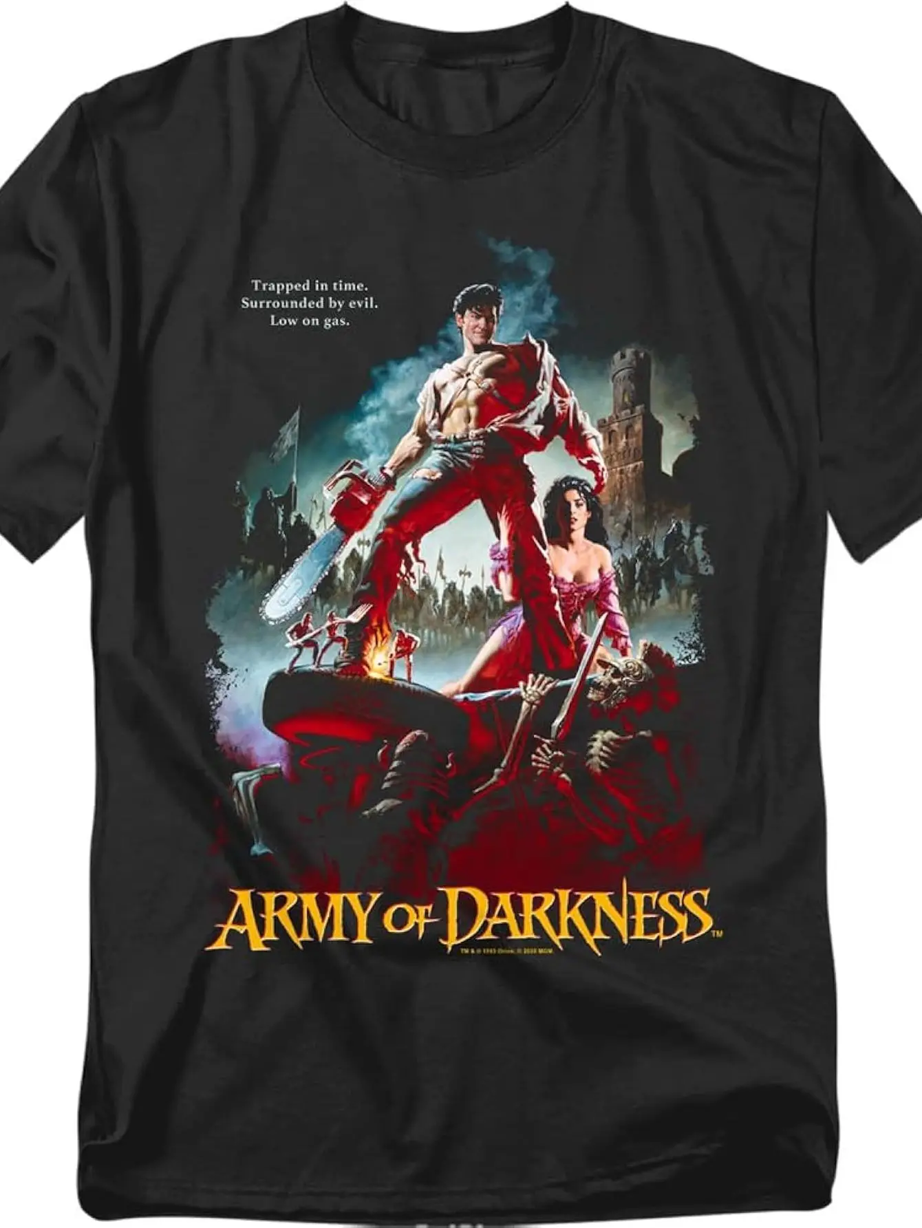 Camiseta con estampado de acción de Dark Legion Bruce Campbell para hombre, camiseta retro con temática de película de terror y motosierra, camiseta exclusiva para fanáticos de ASD