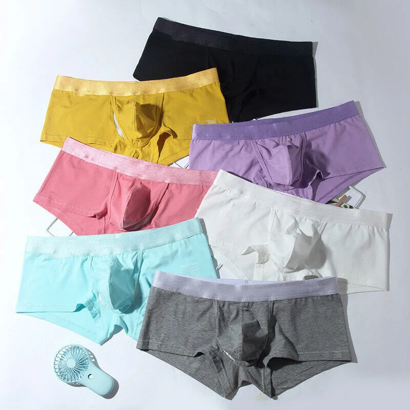 1Pcs Open Front Underwear Men Cotton Sexy Men\'s Boxer Shorts Panties Breathable Pouch Bulge Underpants Male Mid Waist Briefs