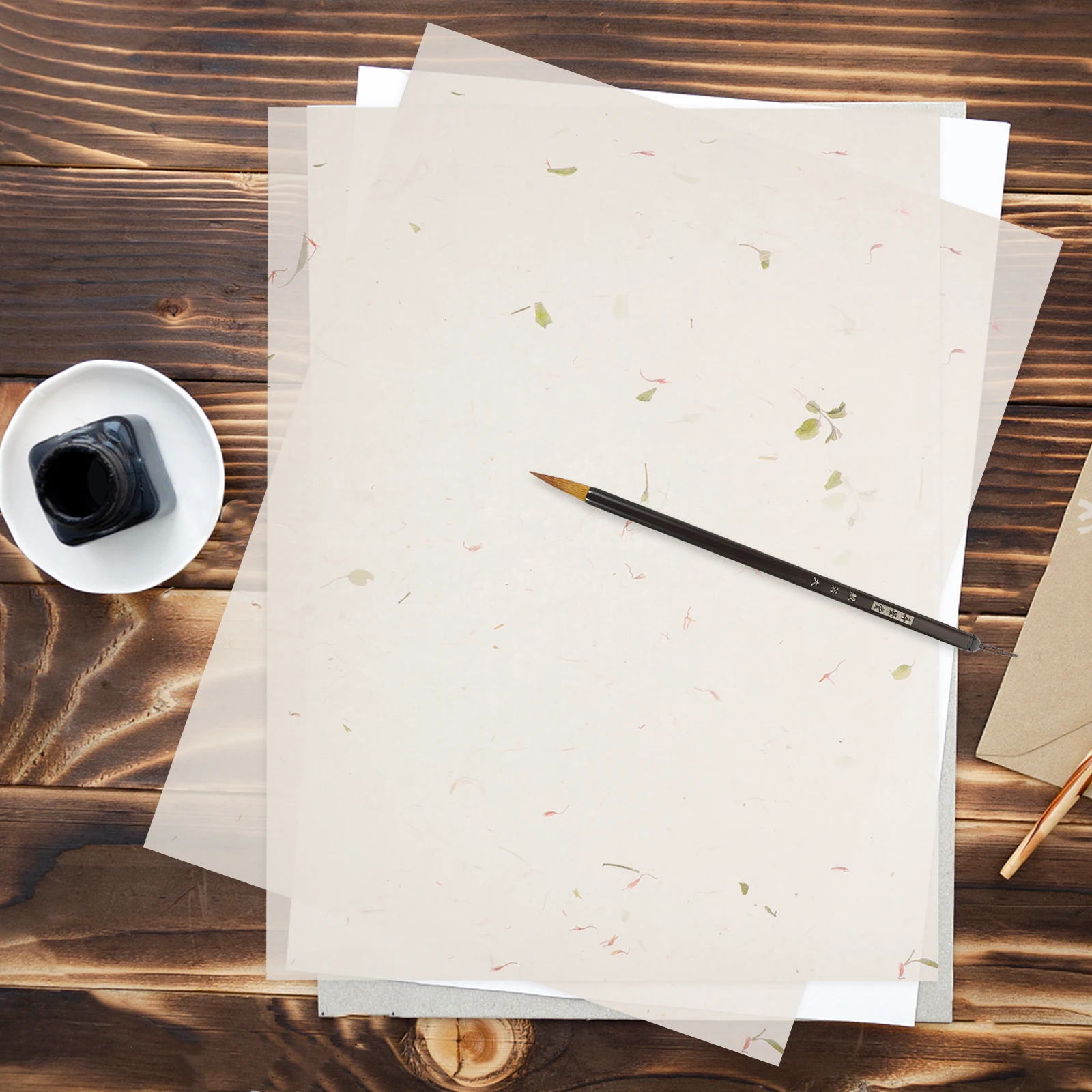 

50 Sheets Writing Practice Paper for Chinese Calligraphy Brush Art Flower Pattern Xuan Paper Lightweight Easy to Carry