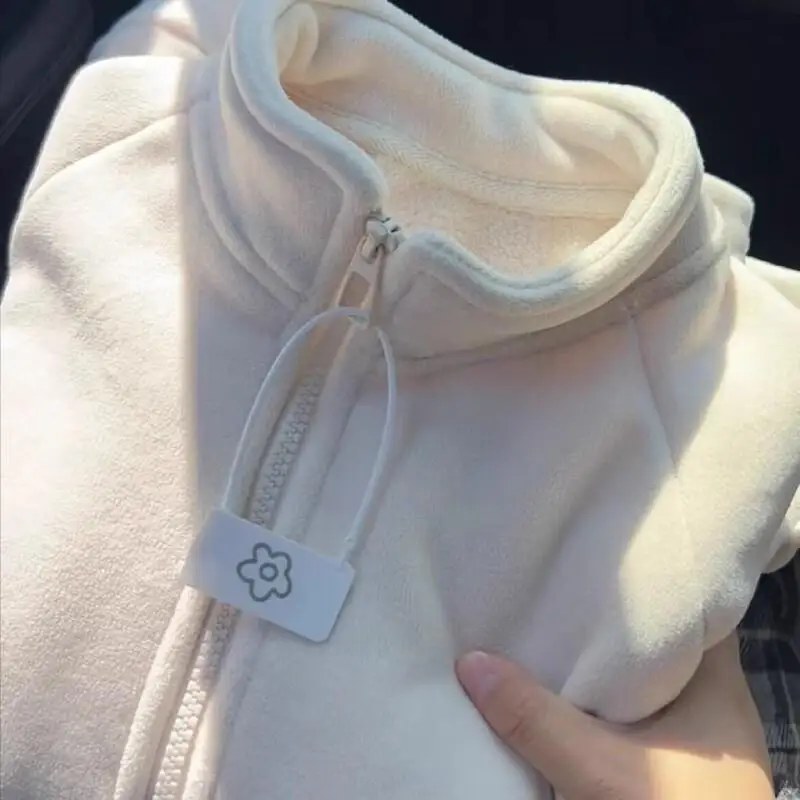 Damestrui Outdoor Dagelijkse kleding Fleecejack Rits Warm Opstaande kraag Los sweatshirt met lange mouwen voor dames Winter Outdoor