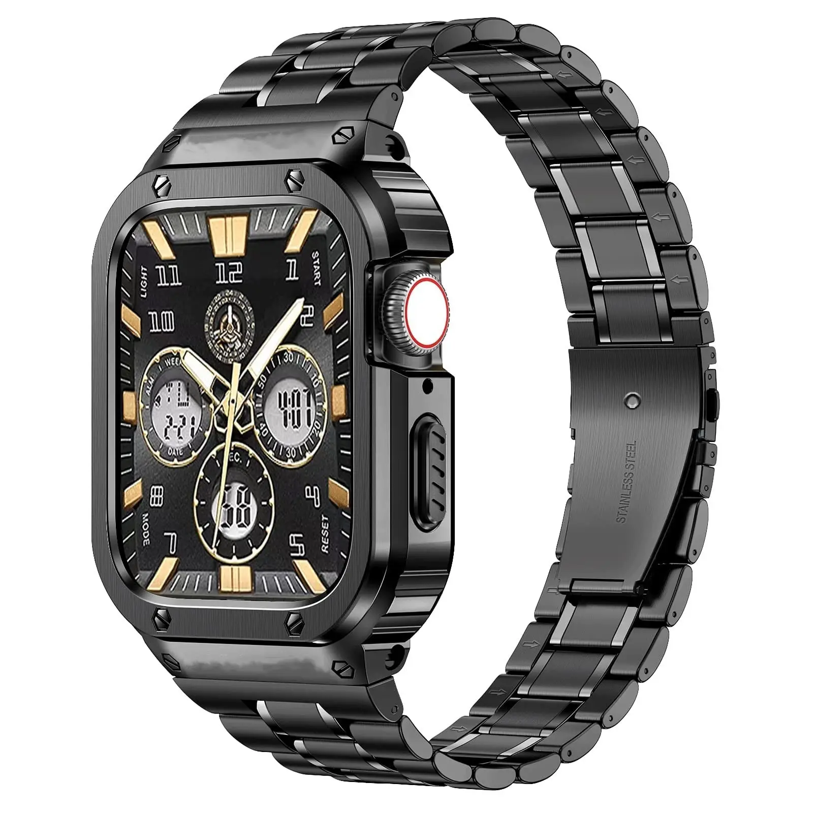 Edelstahlarmband + Gehäuse für Apple Watch Band 49mm 46 45 44 42 41 (ohne Uhr) Armband Metall Bumper Cover iwatch ultra se 11 10 9