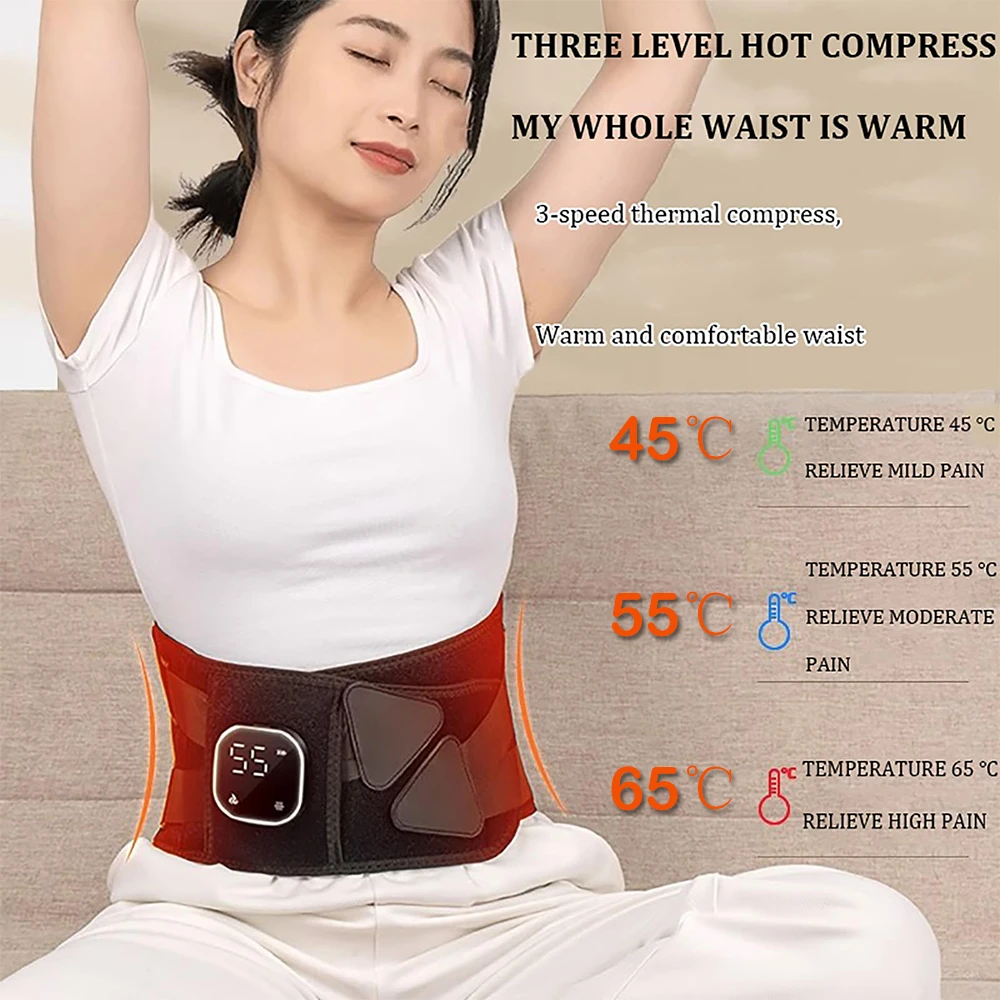 Heating Pad for Back Electric Cordless Lower Back Massager with Heat Waist Support Massage Strap 5 Vibration Massage Mode