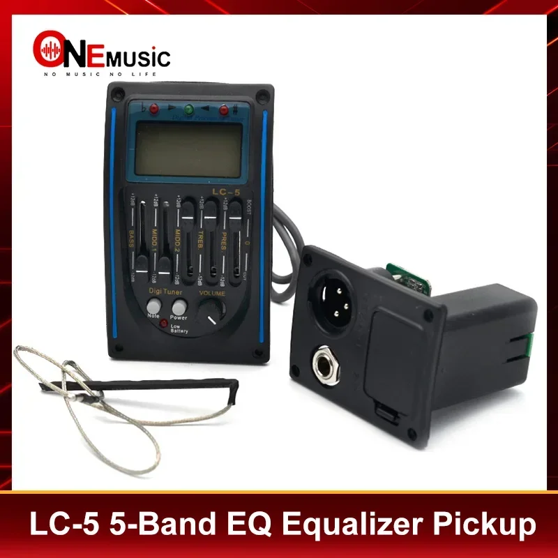 

10Pcs LC-5 5 Bands Acoustic Guitar Pickup EQ Preamp LCD Tuner Piezo Pickup Equalizer System