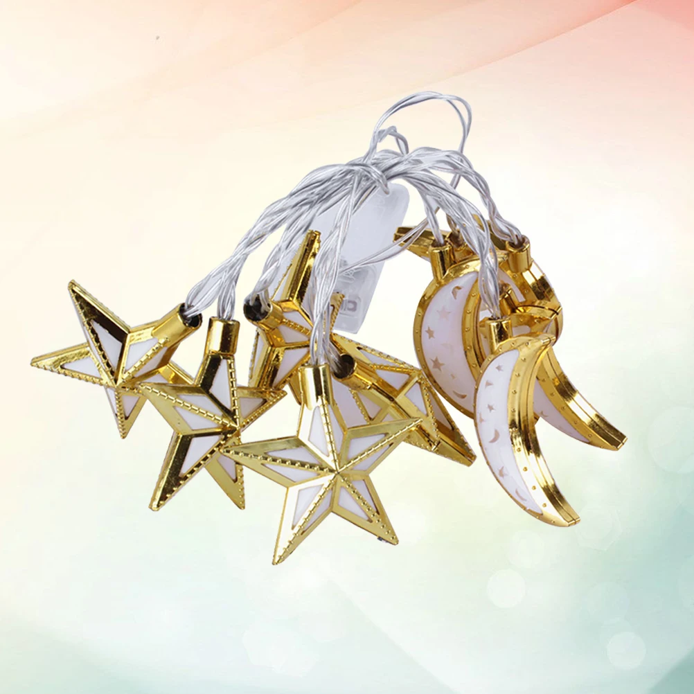 رمضان حفلة غرفة نوم 10 المصابيح 1.65 متر نجمة القمر الذهبي 4 ألوان LED سلسلة أضواء الديكور 4 ألوان 1.65 متر 10 المصابيح) #2