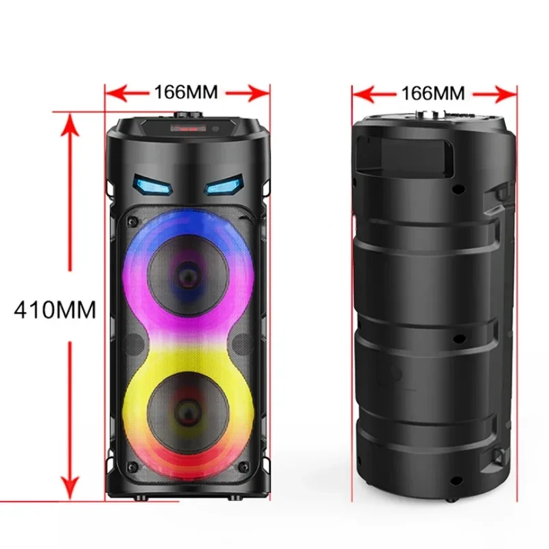 ZQS4239S 야외 노래방 블루투스 스피커, 서브우퍼 듀얼 4 인치 혼, RGB 컬러 램프 효과 확성기, 유선 마이크 포함