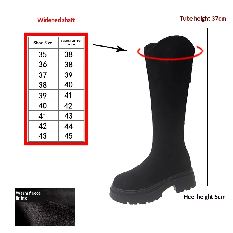 Size 43 Over The Knee Boots Women's Zipper Long Boots Round Toe Thick Heels Slimming Elegant Long Boots for Women Botas Feminina image 6