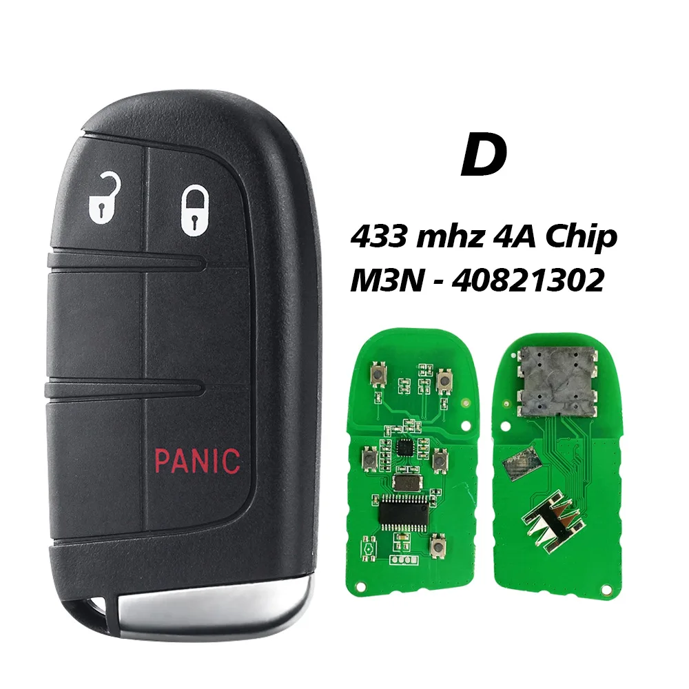 Подходит для Jeep Compass 2+1 Key Smart Key M3N-40821302, чип 433 МГц, 4 А Подходит для Jeep Compass 2+1 Key Smart Key M3N-40821302, чип 433 МГц, 4 А