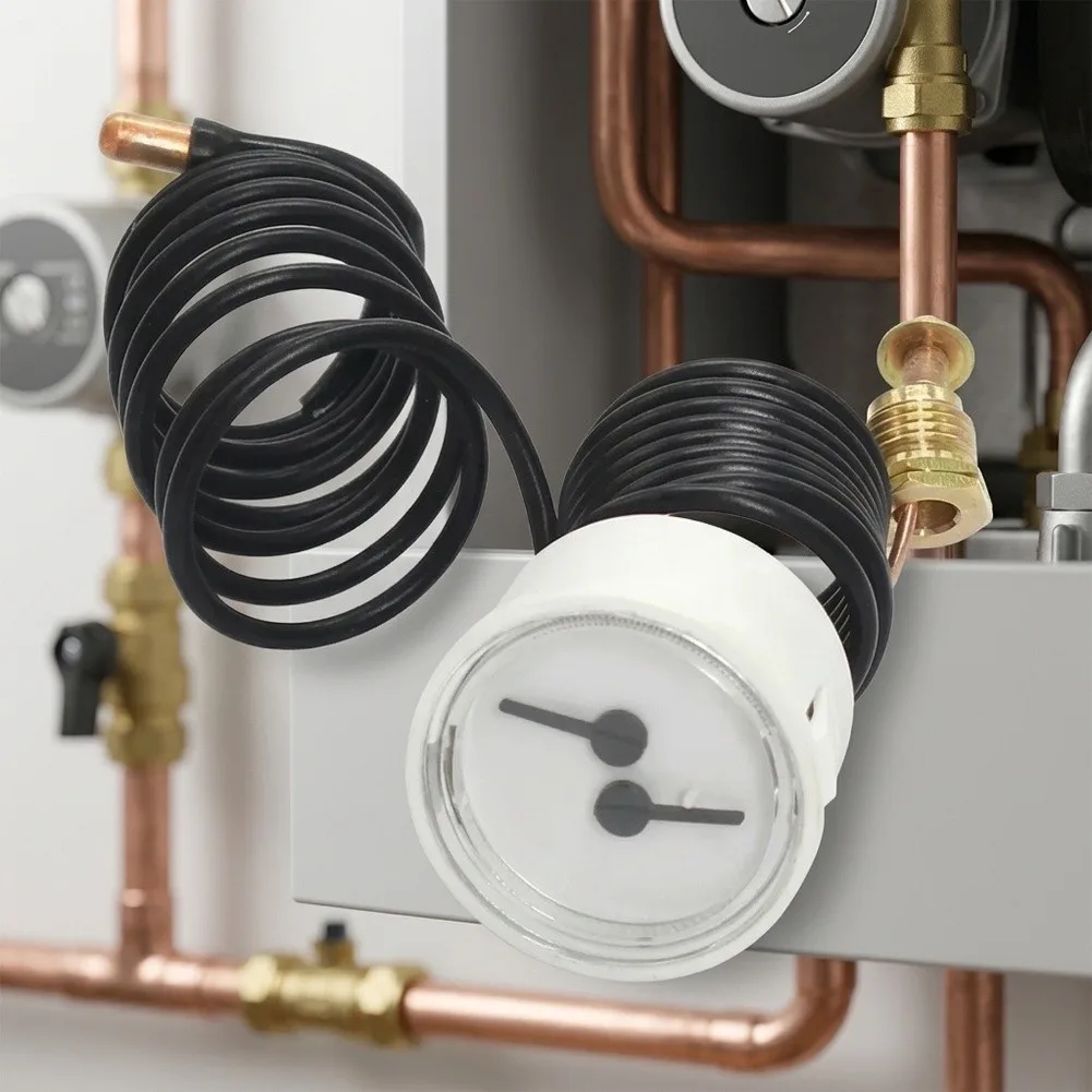 Wall Mounted Boiler Pressure Gauge 0-4 Bar Capillary Thermo-pressure Meter For Gas Water Heater HVAC Heating System Accessories