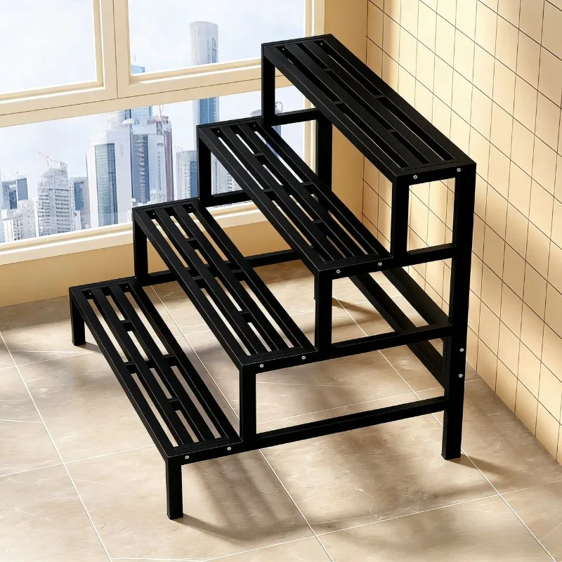 Stair Step Balcony Plant Stand Freestanding Metal Art Tiered Indoor Outdoor Succulent Display Metal Plant Stand Indoor Plant