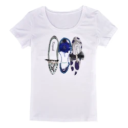 New 2022 Women T-shirts Short sleeve t shirts 3D 3 shoes print Stretch Cotton tees Modal tops Fashion Tops Plus size M/XXXL
