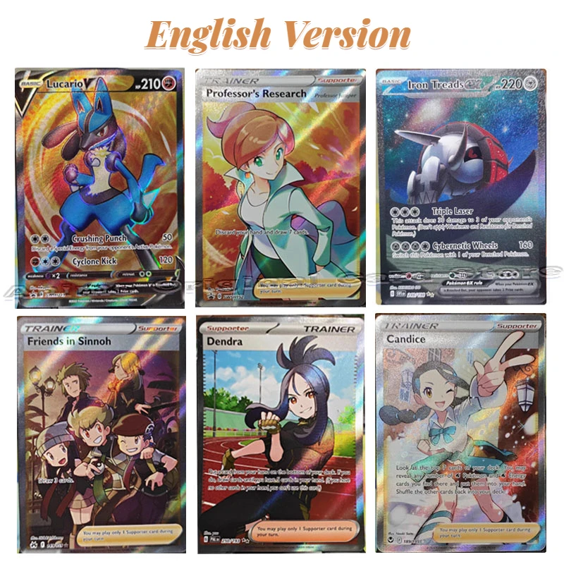 Original English Version of Pokémon Ortega Lucario Iron Treads SR SAR Pocket Monster Collection Card