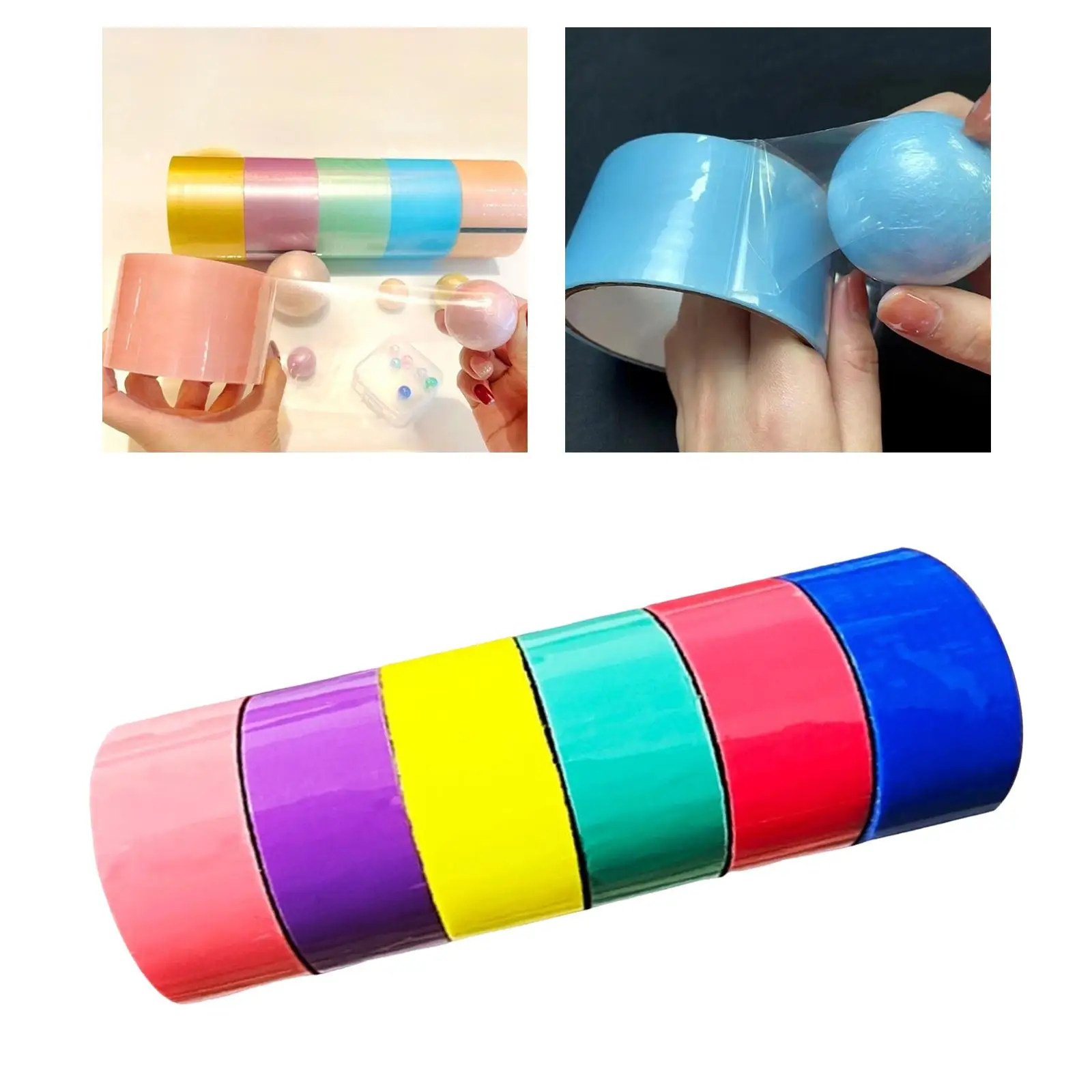 6 peças fita adesiva bola colorida estresse relaxante para acessórios diy fita de bola pegajosa brinquedo festa para relaxar