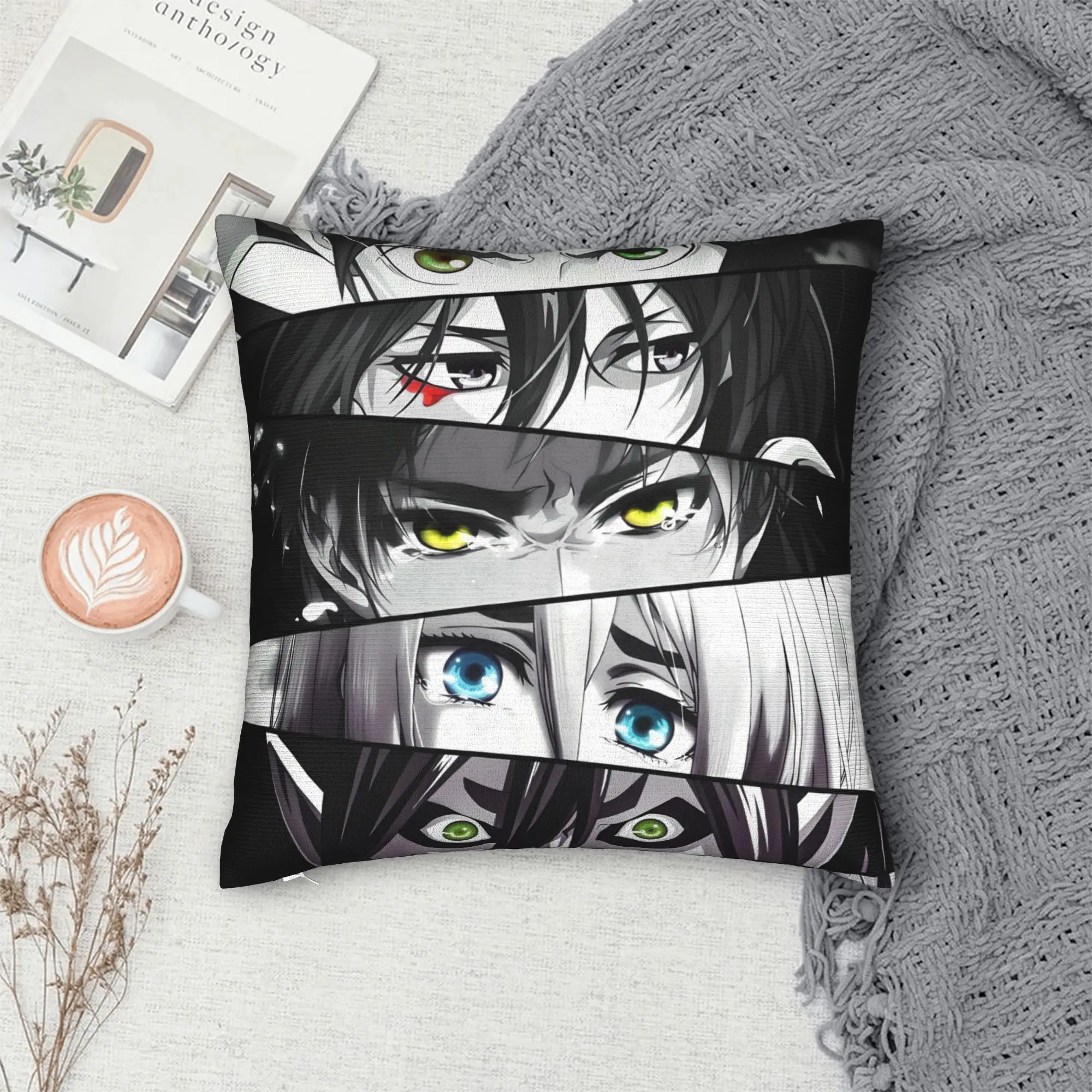 Attacks on Titans Pillow Case  Comfy Pillow Cover For Sofa Couch Bed Living Room Kawaii Cushion Cover