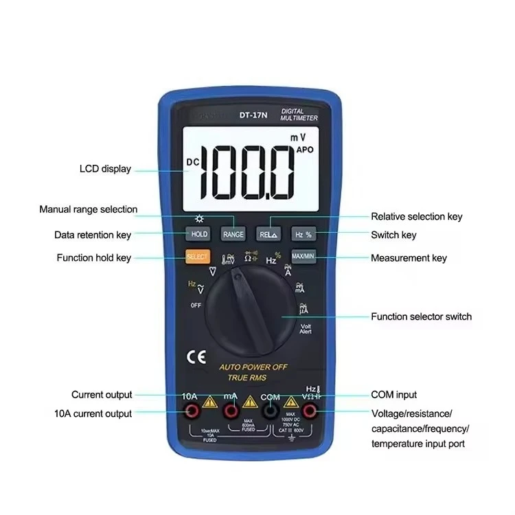 DT-17N Automatic Digital Multimeter LCD Display Multimeter Automatic Digital Instrument Tester for Phone Repair Tools