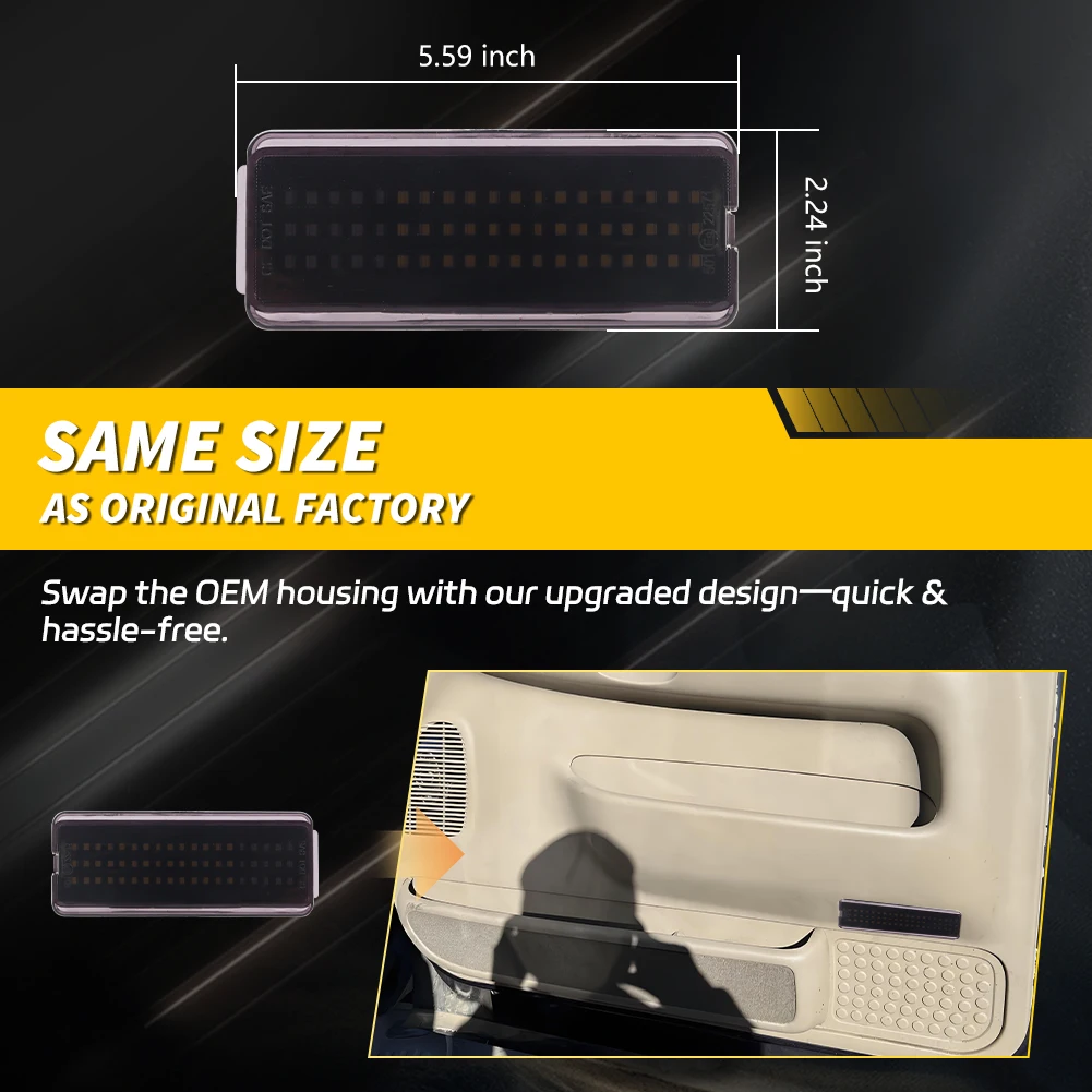 2Pcs For 1999-2007 Ford F250 F350 F450 F550 Excursio Front & Rear Reflector Light  Interior Warning Light Door Panel Light W/LED